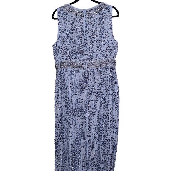 MAC DUGGAL NEW 10839 Sequined Sleeveless Floor LengthDress Slate Blue Women's 8 - Picture 3 of 12
